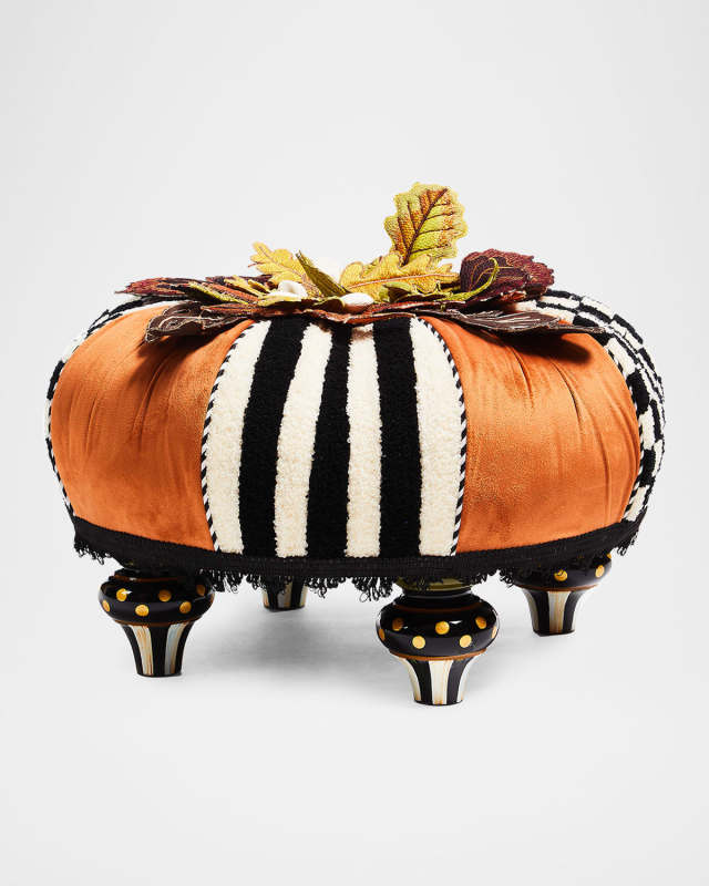 Harvest Check & Stripe Tufted Footstool